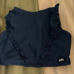 Tiger Friday Faye Navy Ruffled Crop Top